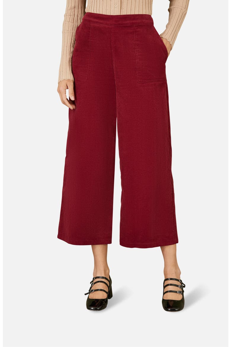 Cord Cropped Wide Leg Pants, Main, color, Burgundy