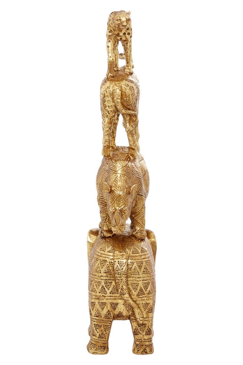 Goldtone Polystone Safari Animal Sculpture, Alternate, color, GOLD