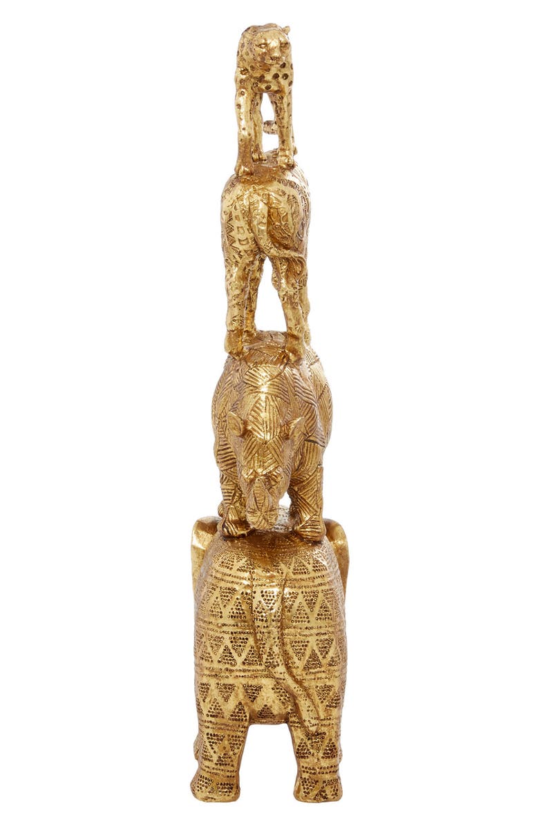 WILLOW ROW Goldtone Polystone Safari Animal Sculpture, Alternate, color, Gold