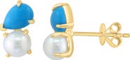 EFFY Turquoise & Freshwater Pearl Stud Earrings