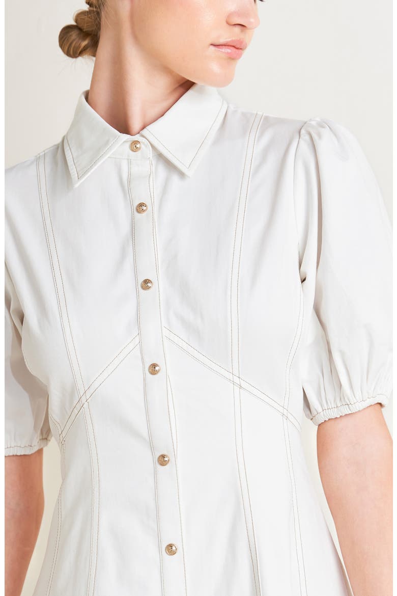 Solid Cotton Midi Dress, Alternate, color, OFF WHITE