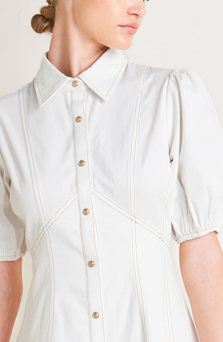 FREEMARKET Solid Cotton Midi Dress, Alternate, color, Off White