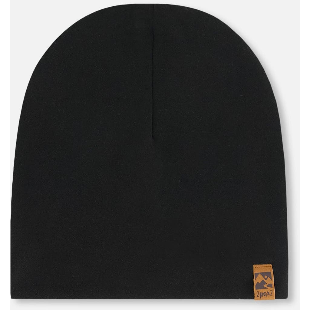 Deux Par Deux Kids Unisex Solid Beanie Hat Black In Black