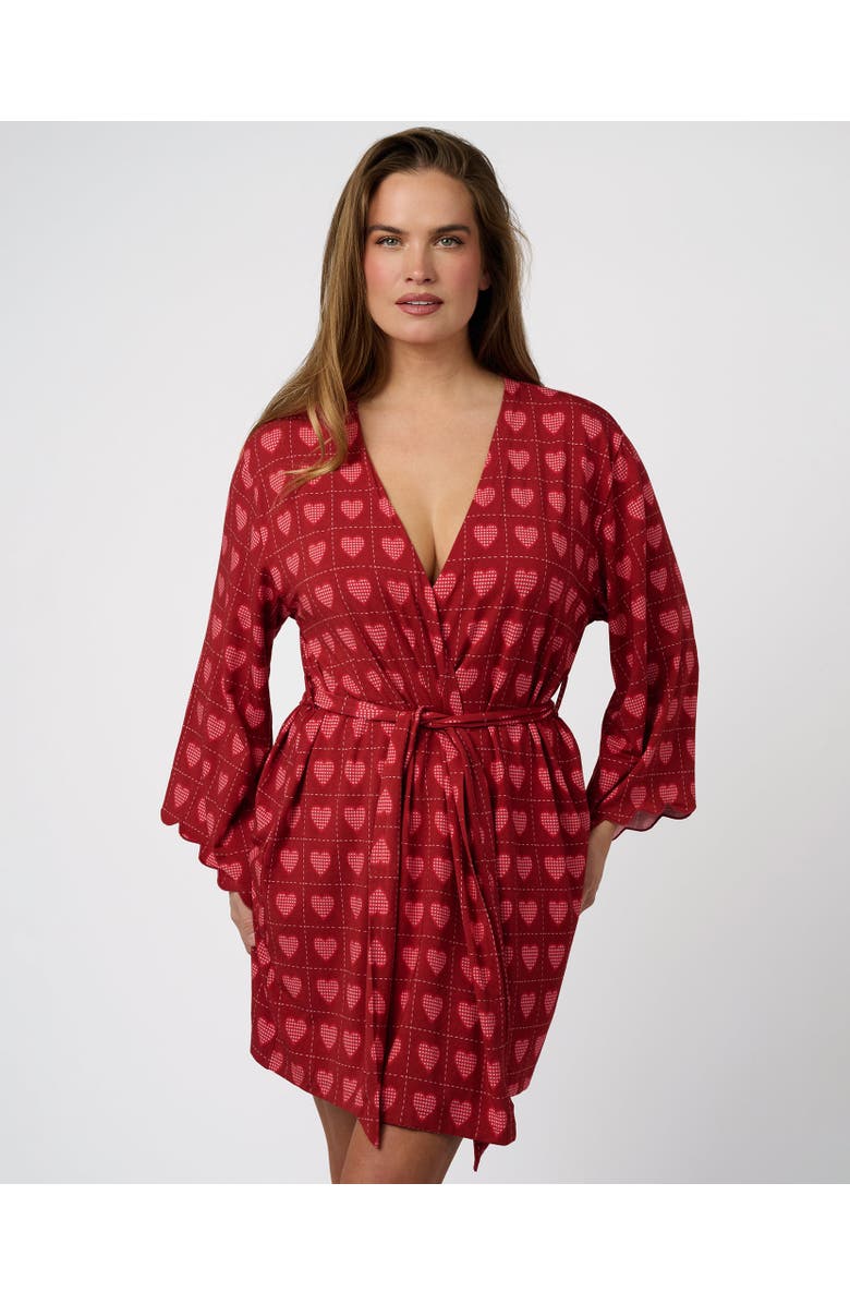 WeWoreWhat Scallop Sleeve Robe, Main, color, Bordeaux Multi