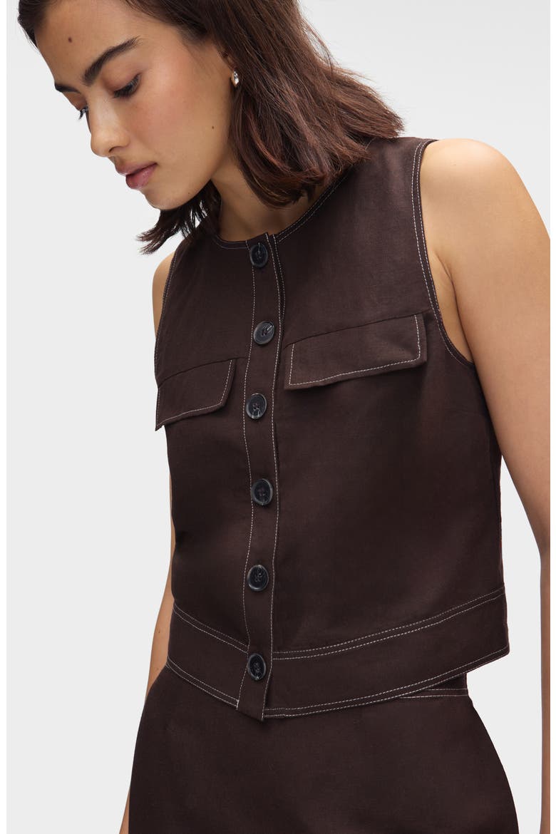 Mia Topstitch Detail Skirt, Alternate, color, CHOCOLATE