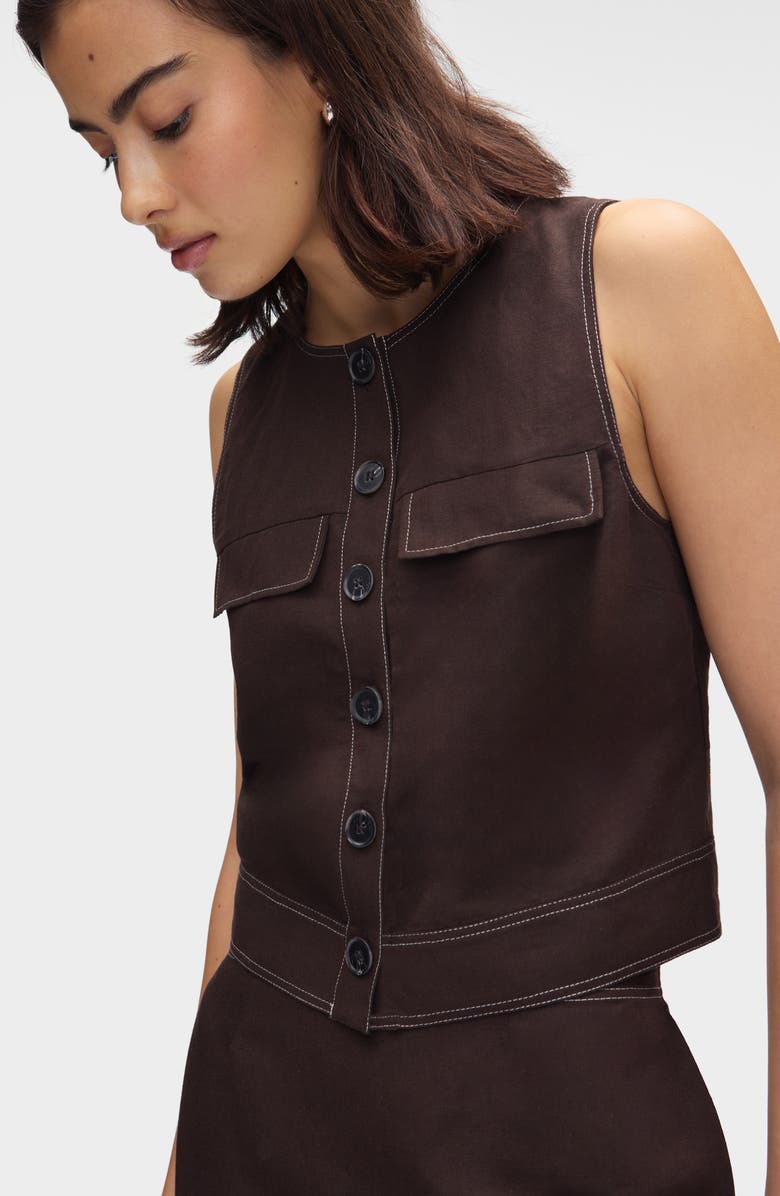 ALIGNE Mia Topstitch Detail Skirt, Alternate, color, Chocolate