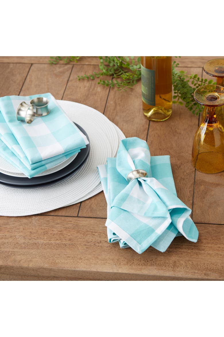 Aqua/White Checkers Napkin Set/6, Alternate, color, Aqua