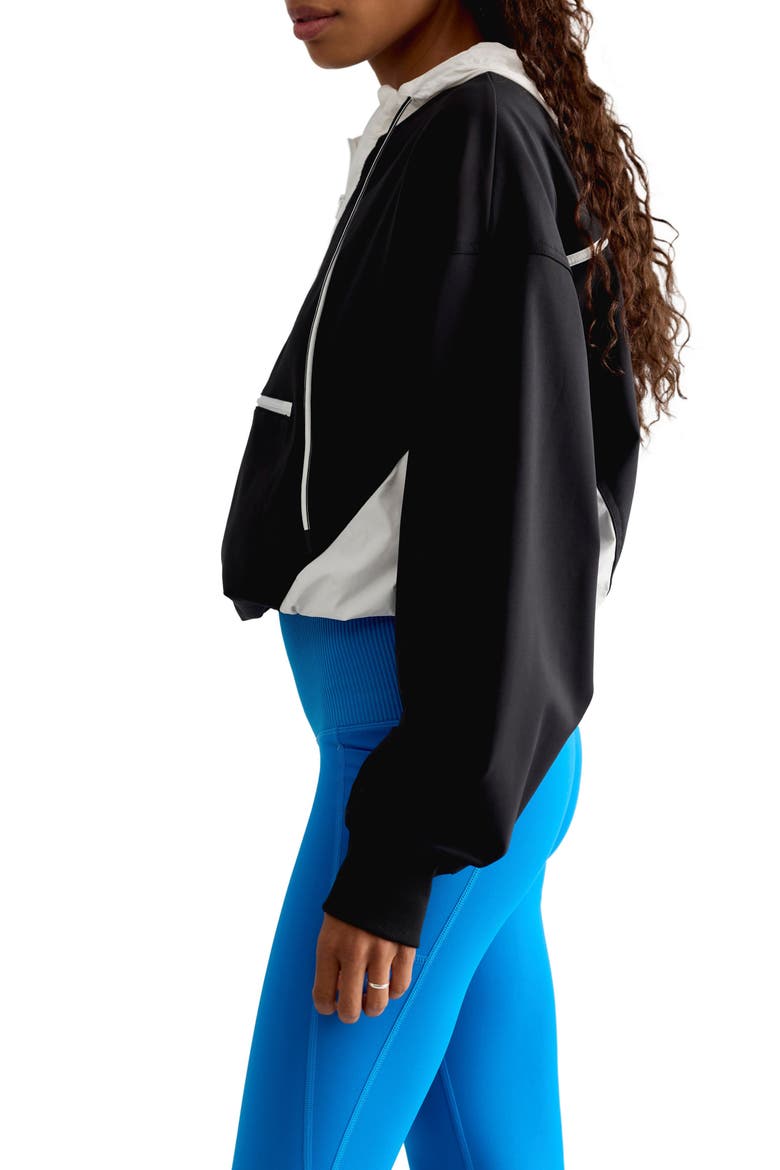 Out Back Layer Quarter Zip Hoodie, Alternate, color, BLACK WITH WHITE COM