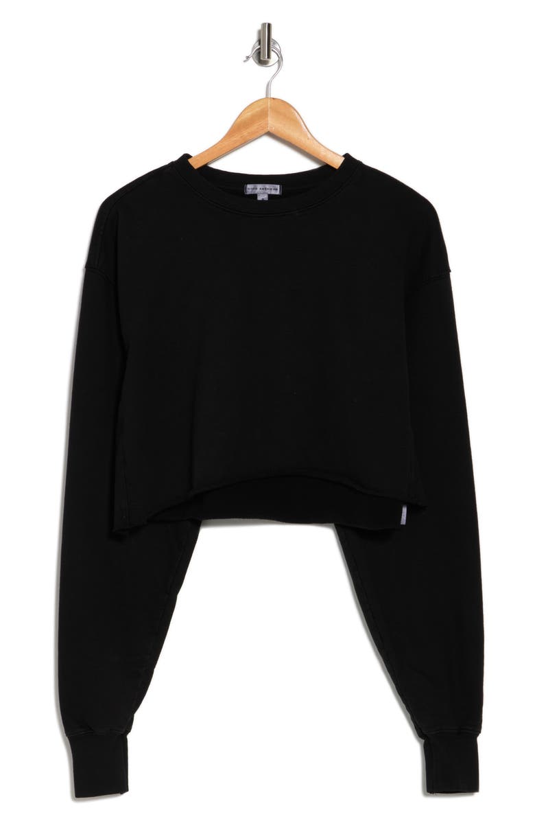 Good American Cropped & Cool Cotton Fleece Sweatshirt, Alternate, color, 