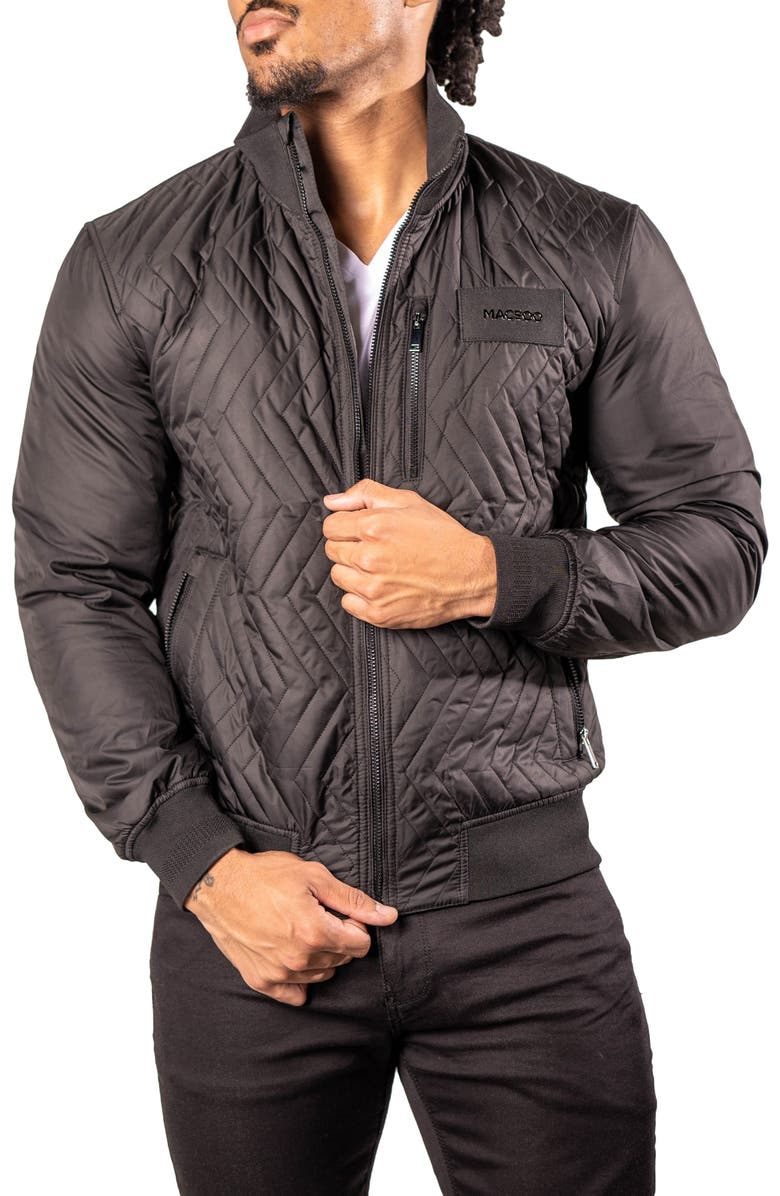 Maceoo Puffycomb Quilted Bomber Jacket, Alternate, color, Black