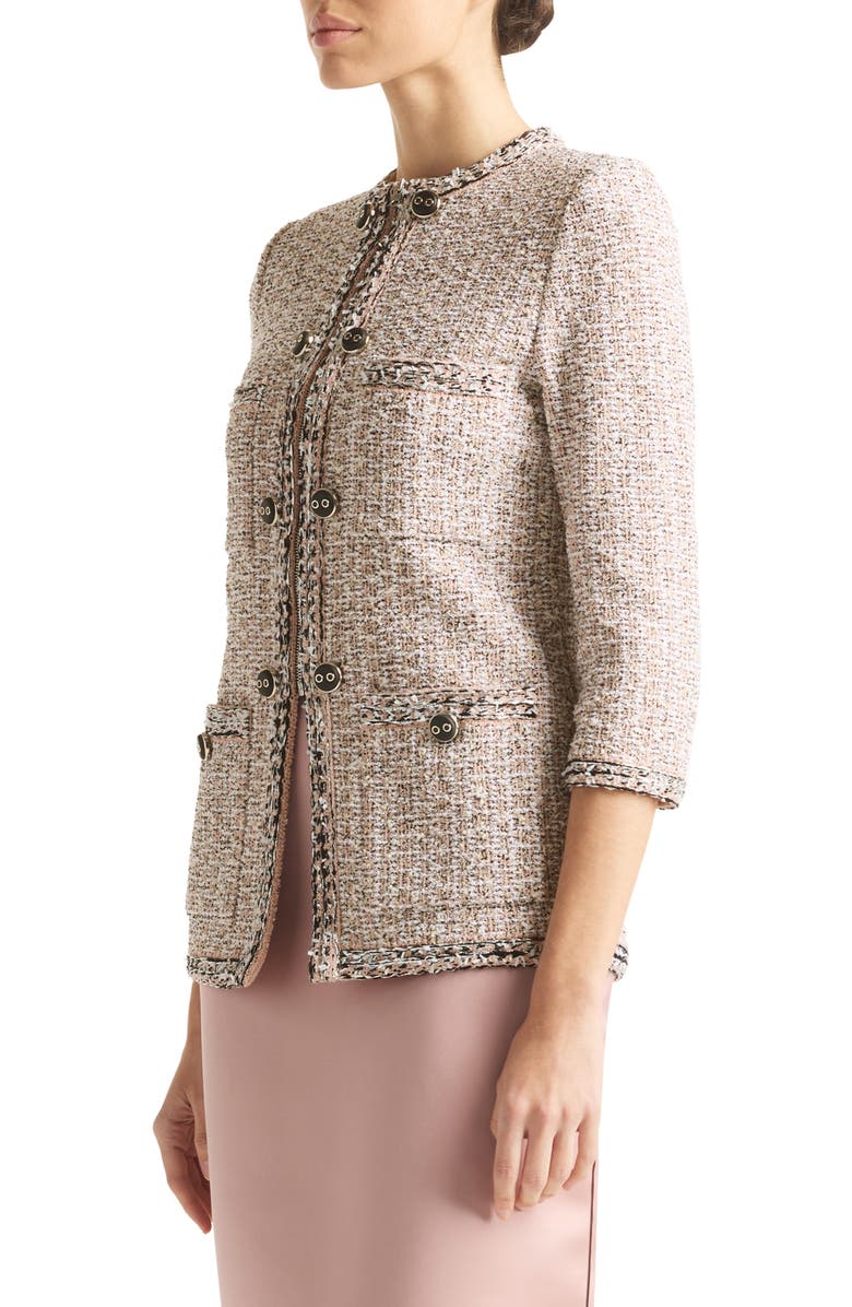 St. John Collection Three-Quarter Sleeve Tweed Jacket, Alternate, color, 