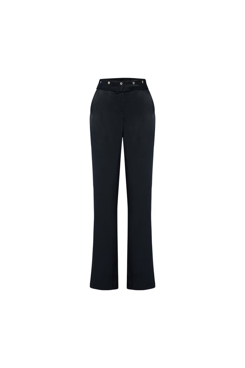 Woven Pant With Metal Button, Main, color, BLACK