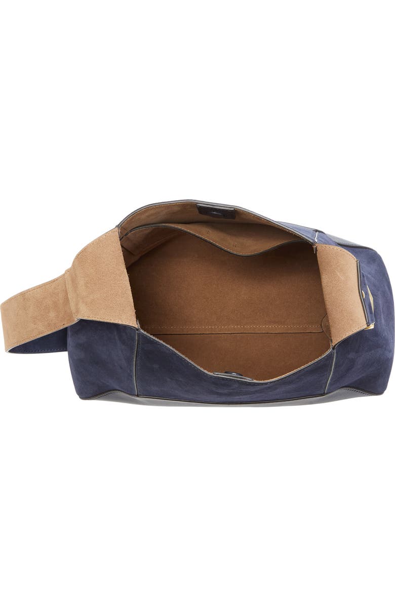 Jimmy Choo Medium Diamond Leather & Suede Hobo Bag, Alternate, color, Marine/ Gold