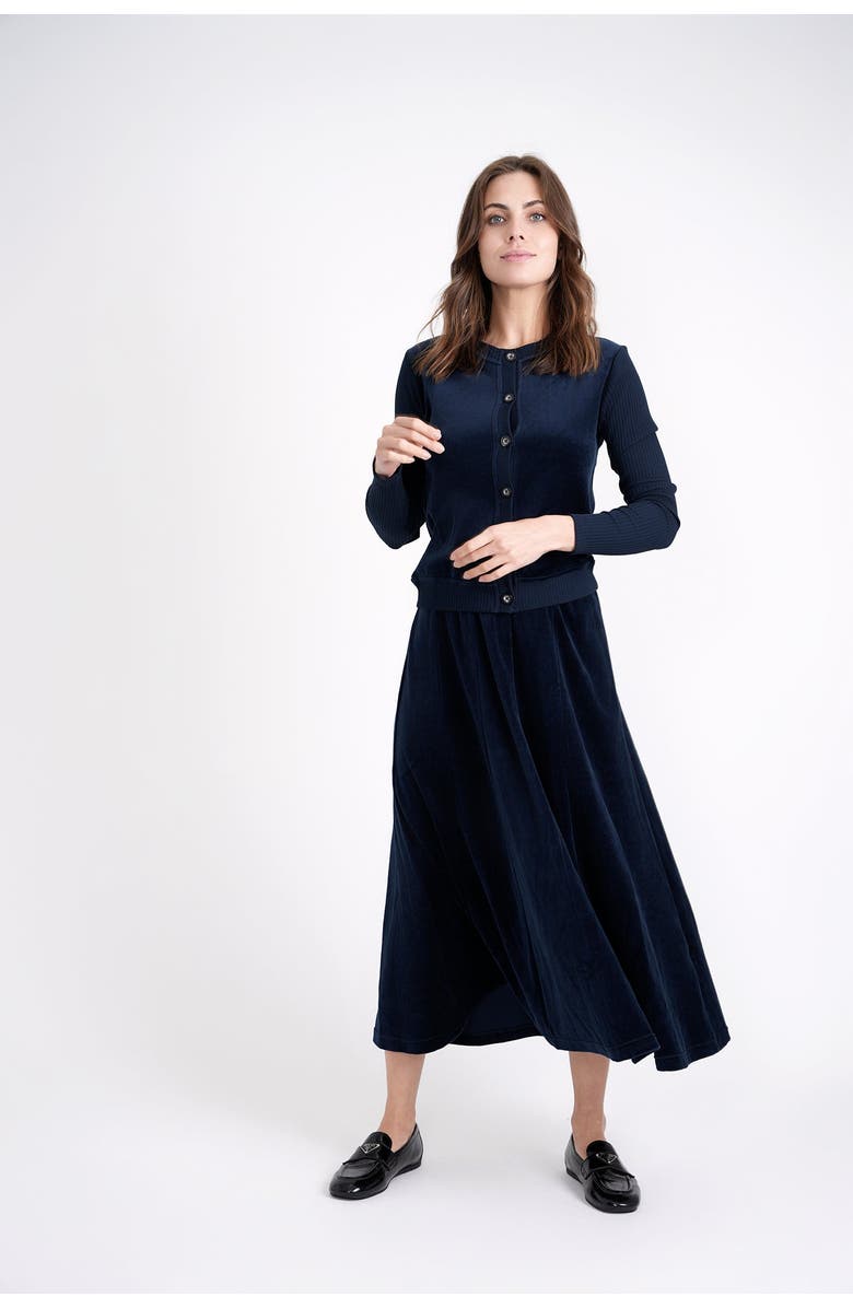 5 Stars Cotton Velour Cardigan with Ribbed Cuffs, Alternate, color, Black