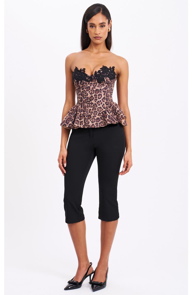 Miss Circle Qiaracheetah Peplum Top with Lace Trim, Alternate, color, Cheetah Print Brown