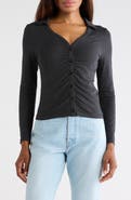 rag & bone Lucy Ruched Polo Button-Up Shirt
