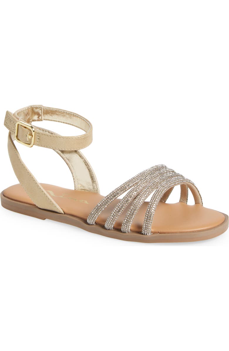 Nina Kids' Lois Ankle Strap Sandal, Main, color, Light Gold