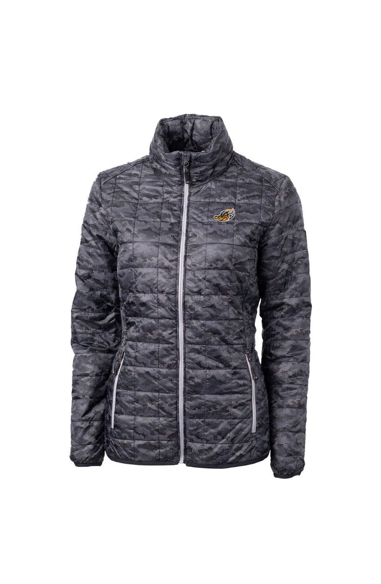 Cutter & Buck Women's Cutter & Buck  Black Akron RubberDucks Rainier PrimaLoft Eco Insulated Camo Full-Zip Puffer Jacket, Alternate, color, Black