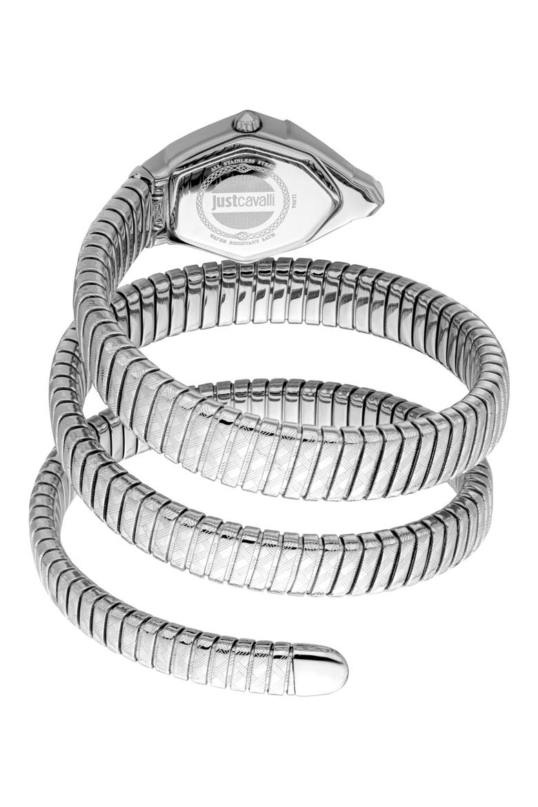 Mesmerizing Snake Wraparound Bracelet Watch, 23mm x 32.4mm, Alternate, color, SILVER