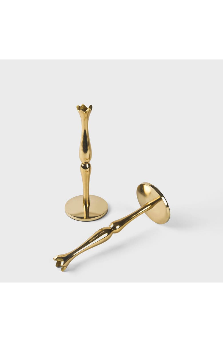 Mela Artisans Holiday Accents Brass Candlesticks Set, Main, color, Gold - 9"