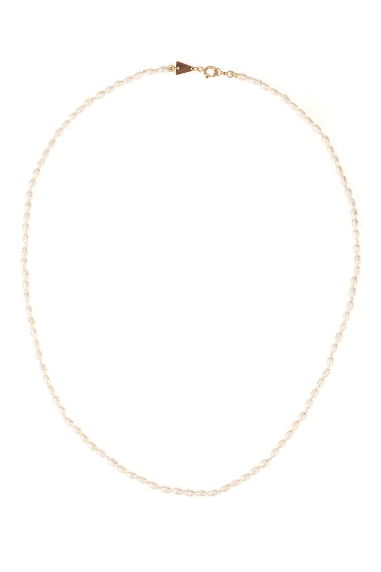 Tiny Seed Pearl Necklace, Main, color, 14KYG