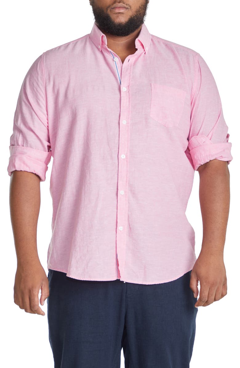 Johnny Bigg Serge Mélange Linen Blend Button-Down Shirt, Main, color, 