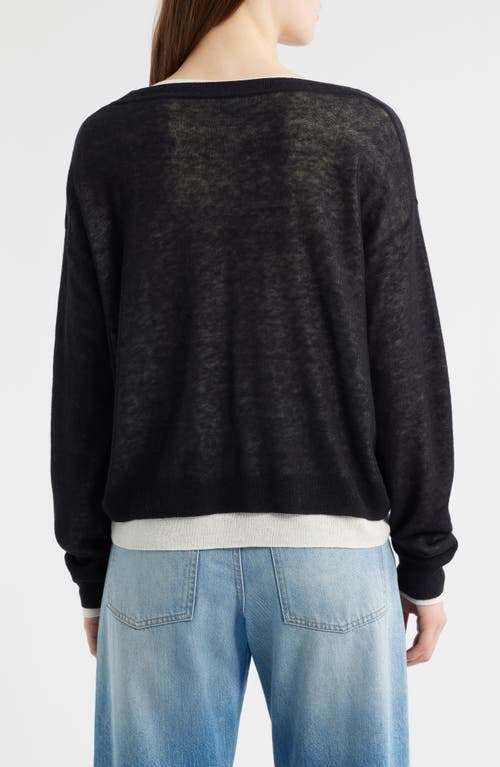 Hugo Boss Boss Femok Contrast Wool Blend Sweater In Black