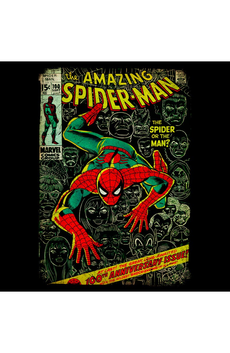 Marvel: Spider-Man Men's Marvel Spider-Man The Amazing Spider-Man Classic Comic Book Cover Graphic T-Shirt, Alternate, color, Black