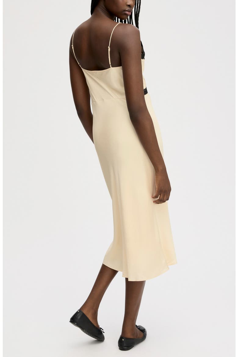 Lace Trim Midi Dress, Alternate, color, ALMOND