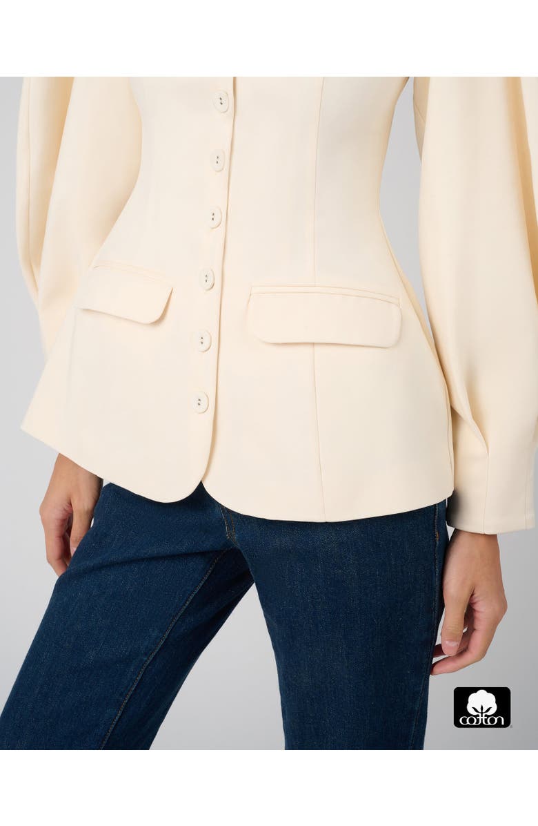 WeWoreWhat Cocoon Sleeve Peplum Blazer, Alternate, color, Ivory