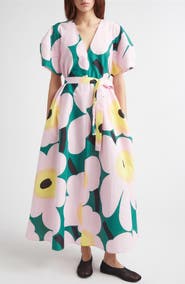Marimekko Kaffet Unikko Floral Cotton & Linen Maxi Dress