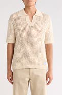 HUGO Strallo Johnny Collar Open Knit Sweater Polo