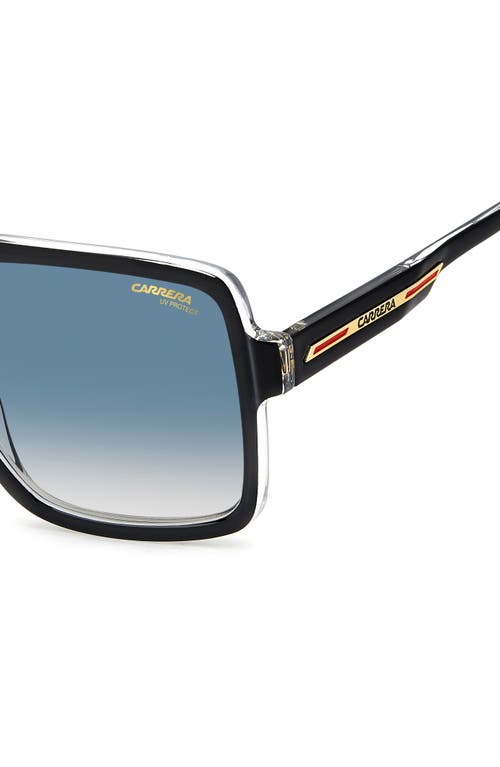 Carrera Eyewear Victory 59mm Gradient Rectangular Flat Top Sunglasses In Black Crystal/dark Blue