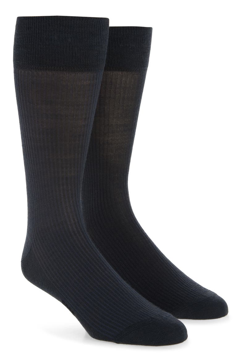 2-Pack Ribbed Wool Blend Dress Socks, Main, color, CHARCOAL