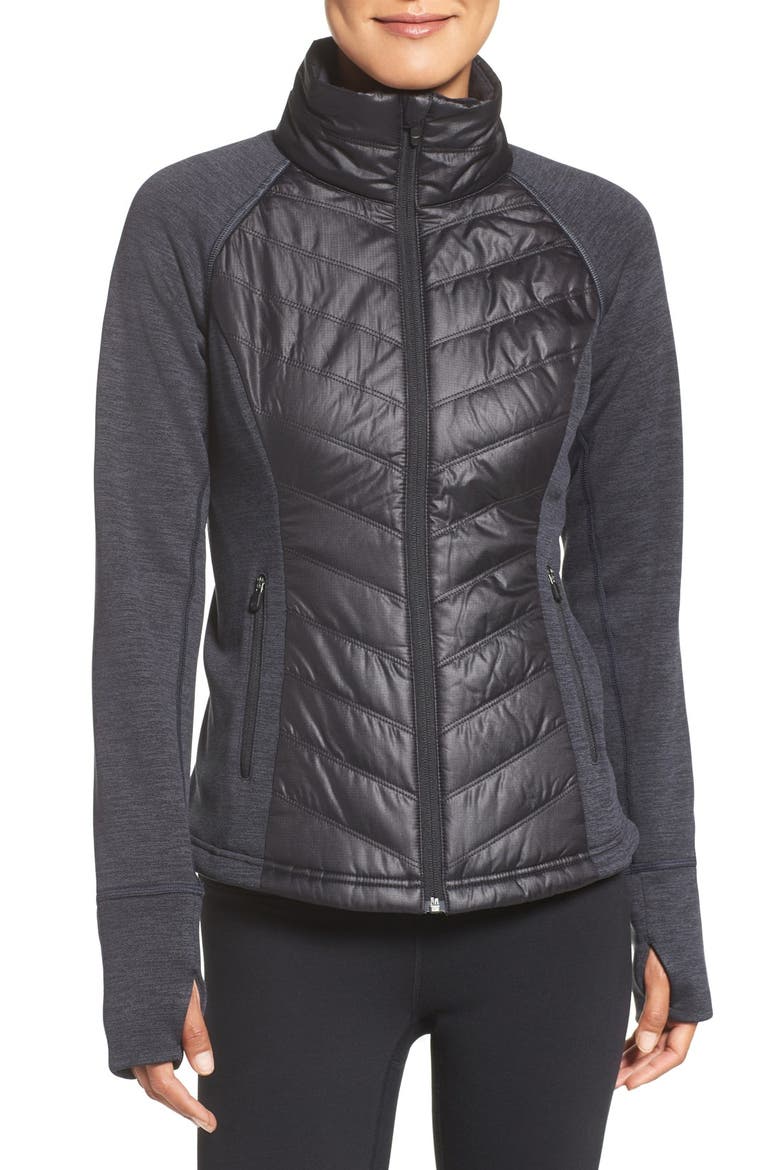 Zelfusion Reflective Quilted Jacket, Main, color, JET BLACK