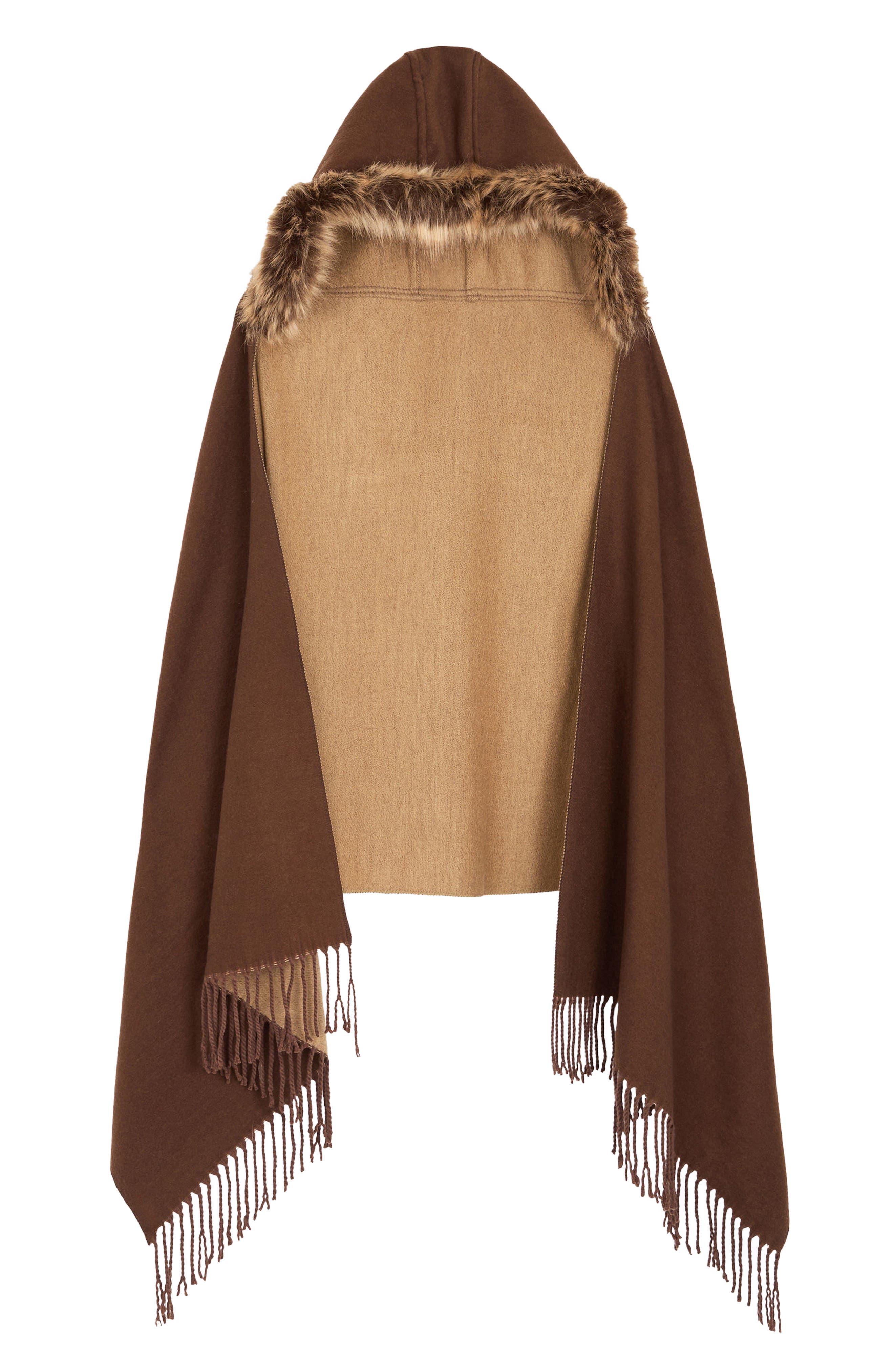 SAACHI Faux Fur Trim Hooded Scarf