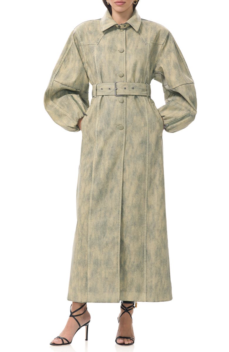 AFRM Carrington Denim Trench Coat, Main, color, Custard Cream