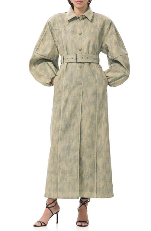 Afrm Carrington Denim Trench Coat In Green