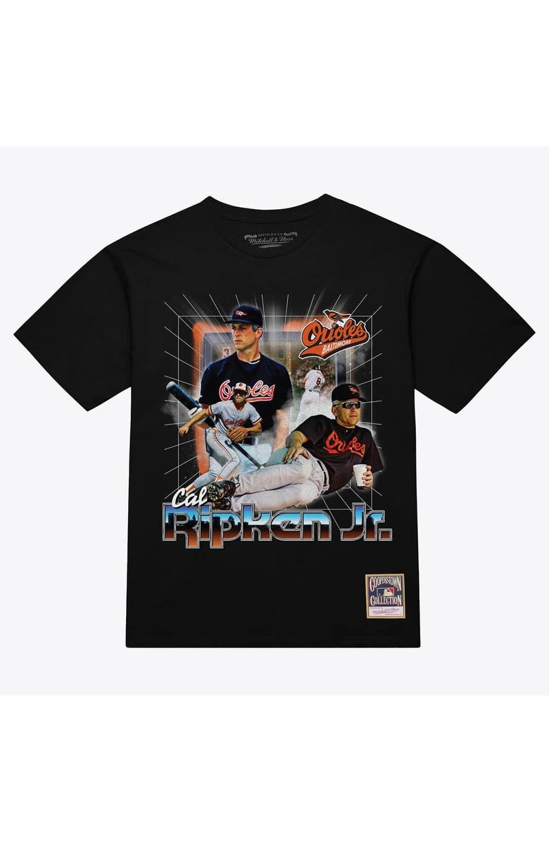 Mitchell & Ness Men's Mitchell & Ness Cal Ripken Jr. Black Baltimore Orioles Legendary Collage Player T-Shirt, Main, color, Black
