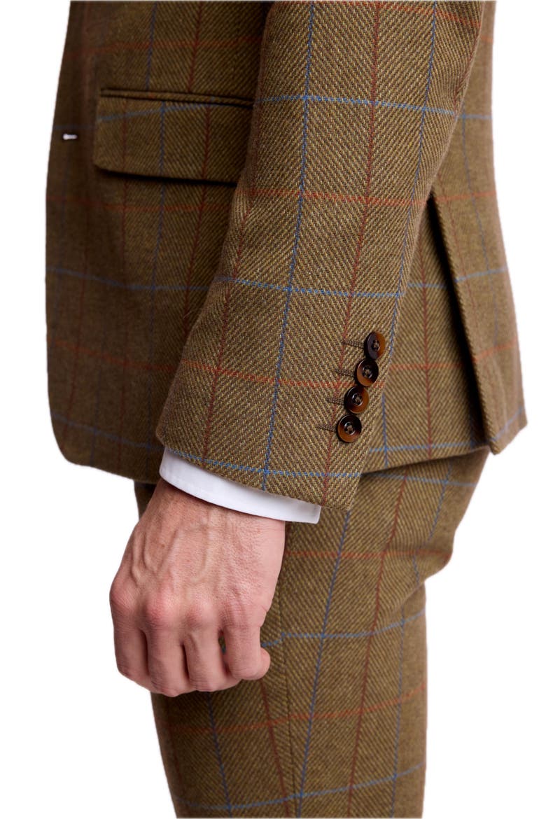Dover Slim Fit Herringbone Windowpane Suit Jacket, Alternate, color, ARMY HERRINGBONE WINDOWPANE