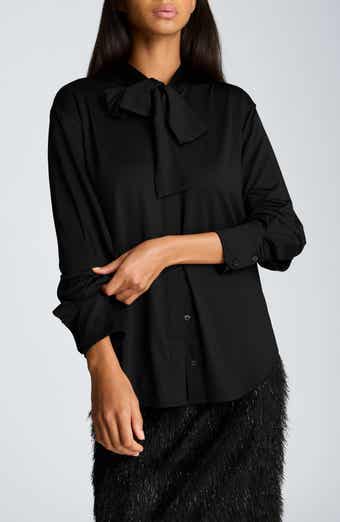 Bow Neck Long Sleeve Shirt