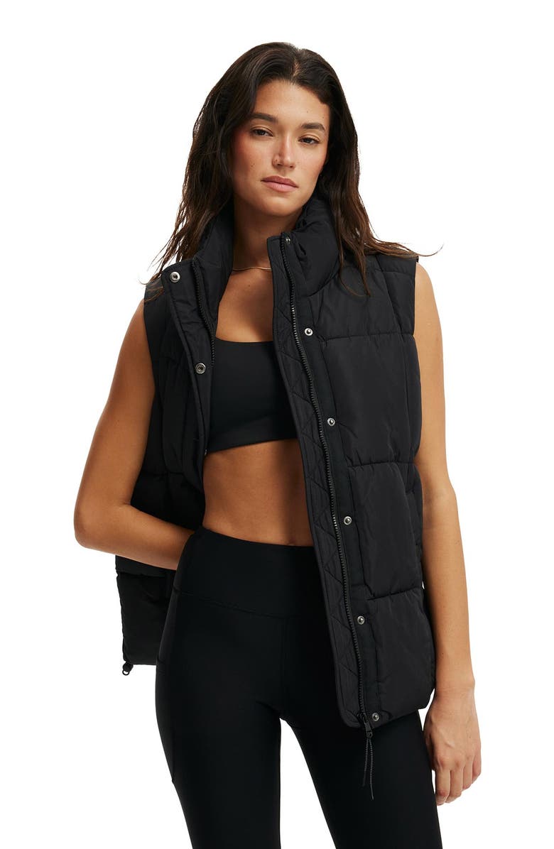 COTTON ON BODY Women's Active The Mother Puffer Quilted Vest, Alternate, color, Black
