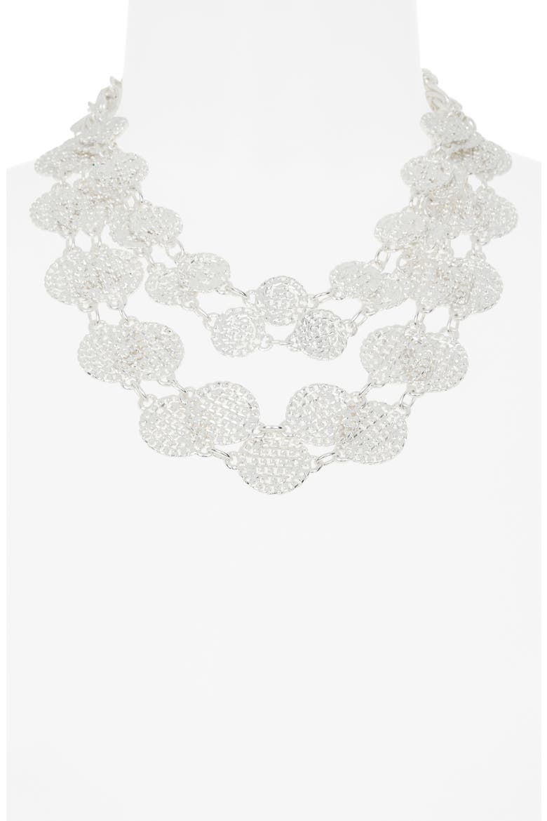 Coin Layered Necklace, Alternate, color, SILVER