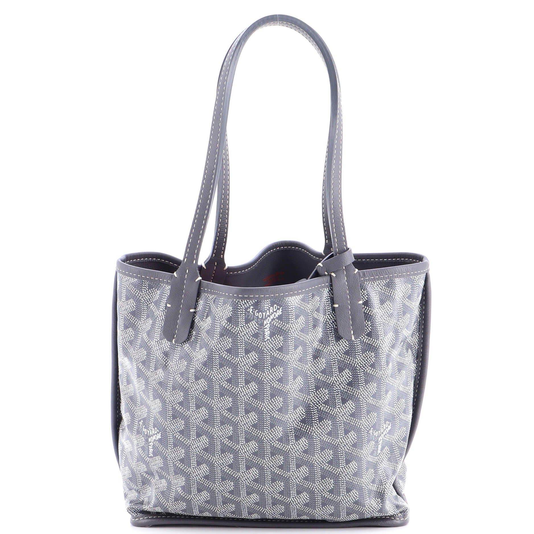 Pre-Owned Goyard Anjou Reversible Tote Coated Canvas Mini, Main, color, Gray