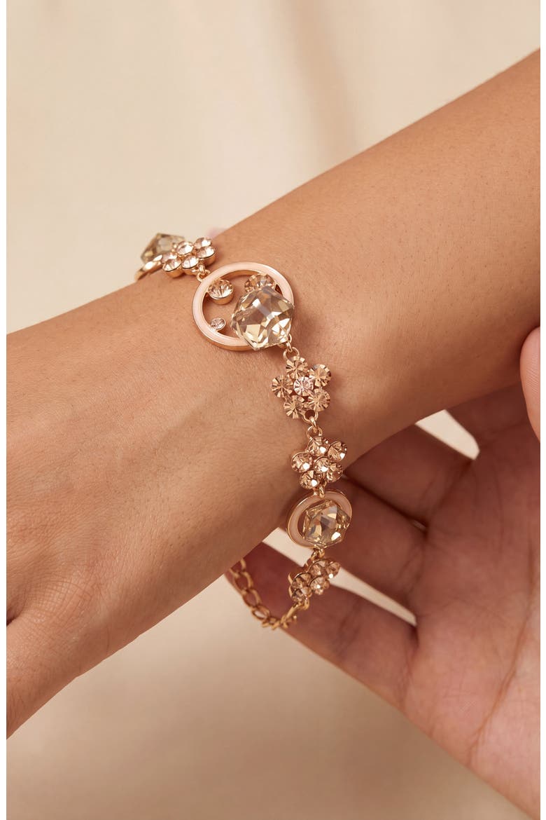 Crystal Daisy Flower Adjustable Bangle Bracelet, Alternate, color, Gold