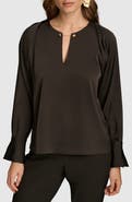 Donna Karan New York Chain Long Sleeve Crepe Top