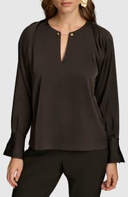 Donna Karan New York Chain Long Sleeve Crepe Top
