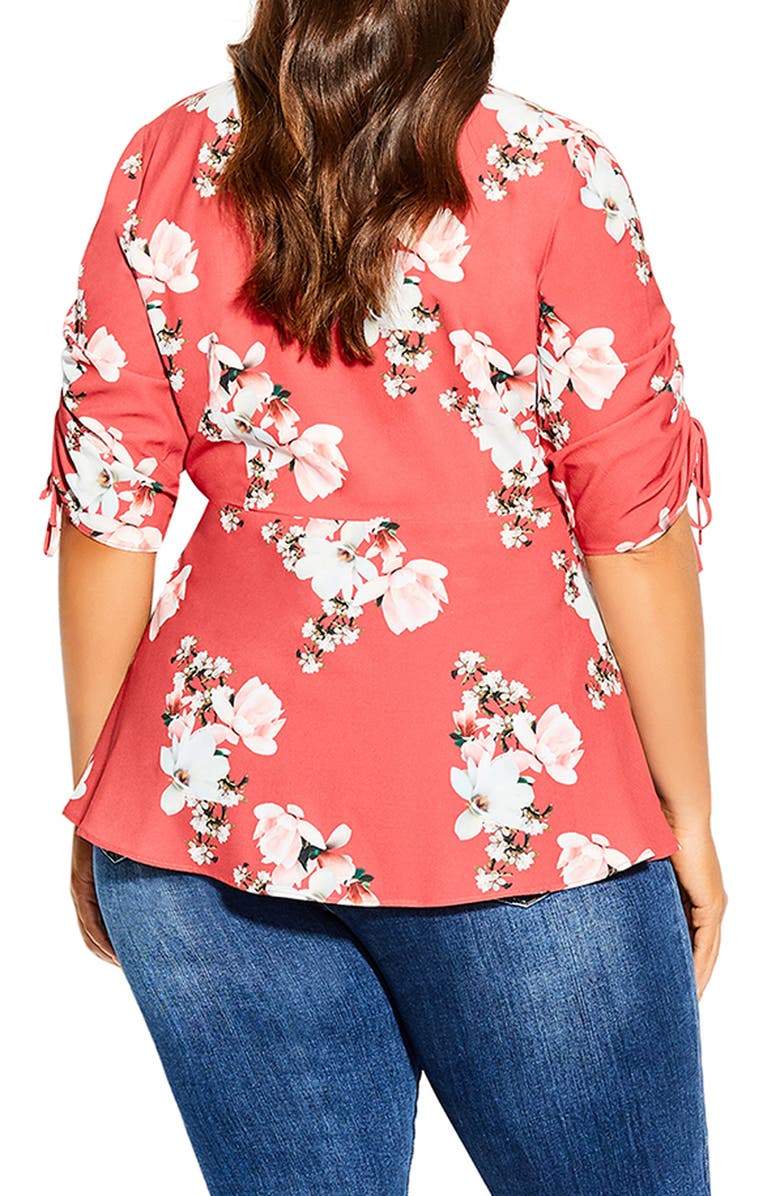 City Chic Lady Ascot Floral Print Wrap Top, Alternate, color, 