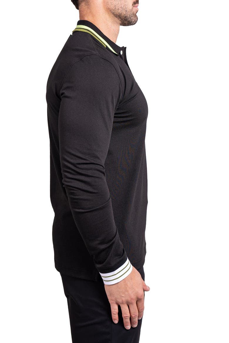 Ascension 0084 Tipped Long Sleeve Polo, Alternate, color, BLACK