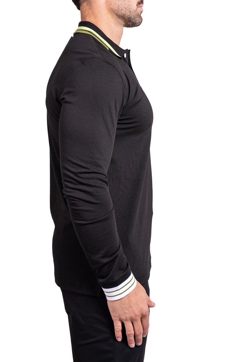 Maceoo Ascension 0084 Tipped Long Sleeve Polo, Alternate, color, Black